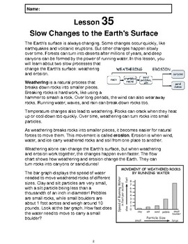 Preview of Reading Passage 35: Slow Changes to the Earth's Surface (Word)