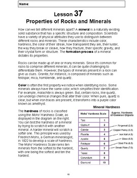 Preview of Reading Passage 37: Properties of Rocks and Minerals PDF