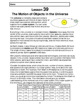 Preview of Reading Passage 39: The Motion of Objects in the Universe (Word)