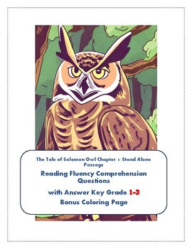 Preview of Reading Passage 3rd Grade Freebie Solomon Owl Questions comprehension