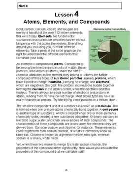 Preview of Reading Passage 4: Atoms, Elements, and Compounds PDF