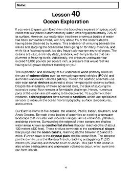 Preview of Reading Passage 40: Ocean Exploration (Word)