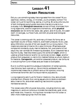 Preview of Reading Passage 41: Ocean Resources (Word)