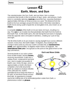 Preview of Reading Passage 42: Earth Moon and Sun PDF