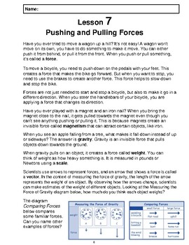 Preview of Reading Passage 7: Pushing and Pulling Force (Word)