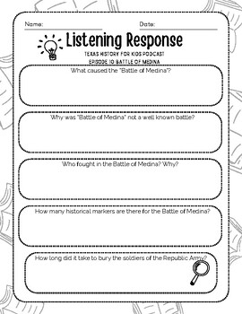 Reading Passage and Comprehension: Battle of Medina by Texas History ...