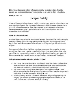 Preview of Reading Passage and Share Eclipse