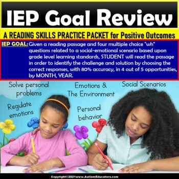 Preview of Reading Passage and WH Questions | POSITIVE OUTCOMES IEP Goal Skill Builder