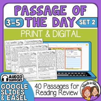 Preview of Reading Comprehension Passages for Close Reading - Print & Digital + Audio Set 2