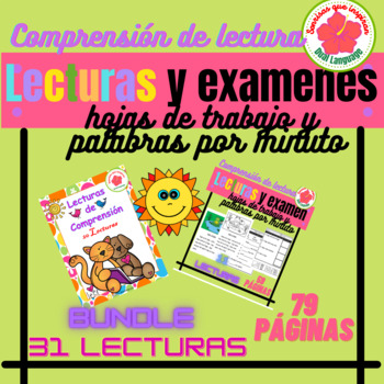 Preview of Reading Passage, running record and worksheets Paquetes de lectura y examenes