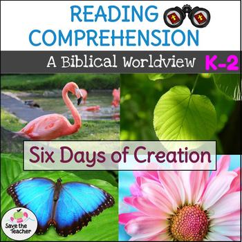 Preview of Reading Comprehension Passages Days of Creation K-2 Distance Learning Worksheets