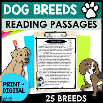 Preview of Animal Research Reading Passages - Dog Breed Nonfiction Informative Texts