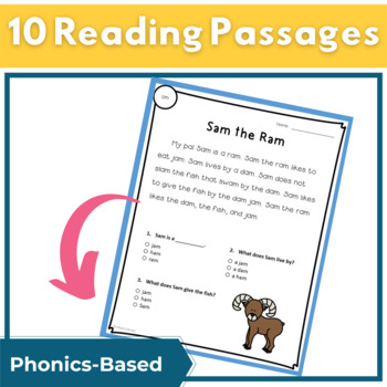 reading printables kindergarten for free A Comprehension and Reading by Short Passages for Fluency