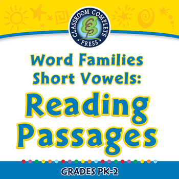 Preview of Word Families Short Vowels: Reading Passages - NOTEBOOK Gr. PK-2