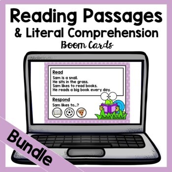 Preview of 1st Grade Reading Passages and Literal Comprehension Boom Cards Bundle
