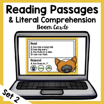 Preview of 1st Grade Reading Passages and Literal Comprehension Boom Cards Set 2