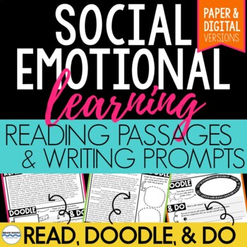 Preview of Reading Passages and Writing Prompts SEL Worksheets - Calming Corner