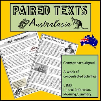 Preview of Reading Passages and questions- AUSTRALASIA.Paired texts: Tourism & Captain Cook