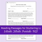 Reading Passages for Stuttering Practice Worksheet - Lower