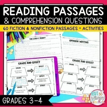Preview of Reading Passages with Comprehension Questions for 3rd & 4th Grade Bundle