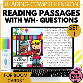 Preview of Reading Comprehension Passages with WH Questions and Retelling Story set 1