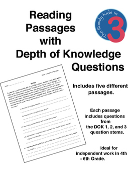Preview of Reading Passages with Depth of Knowledge (DOK) Questions