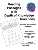 Reading Passages with Depth of Knowledge (DOK) Questions