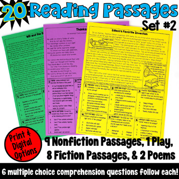 Preview of Reading Passages with Comprehension Questions: 4th Grade and 5th Grade (Set 2)