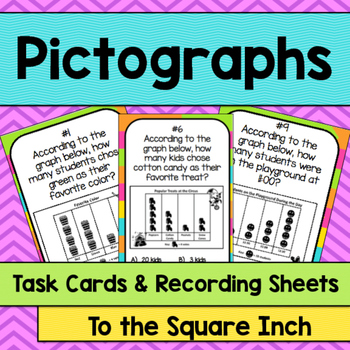 Preview of Reading Pictographs Task Cards | Math Center Practice Activity