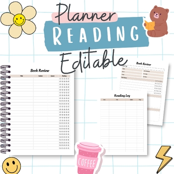 Preview of Reading Planner - Editable Printable & Digital Planner | Updated each year