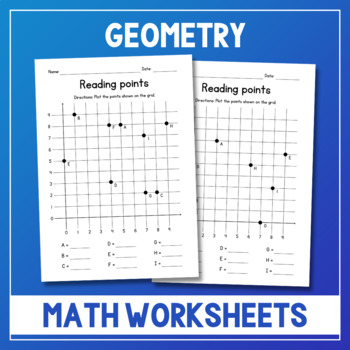 Preview of Reading Points on a Coordinate Grid - Geometry Worksheets - Test Prep - Sub Plan