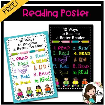 Reading Poster Freebie by J'me Designs | TPT