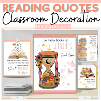 Preview of Reading Posters Reading Quotes Book Bulletin Board Library Decor Book Week