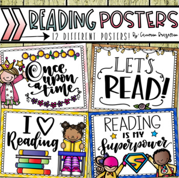 Preview of Reading Posters Set Bulletin Board Classroom Library Decorations