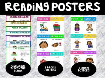Preview of Reading Posters-Syllable Types/Prefixes/Suffixes