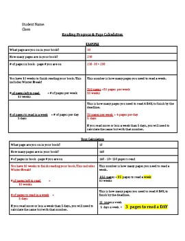 Preview of Reading Progress and Page Calculation