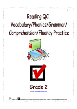 Preview of Reading QC! Vocabulary/Phonics/Grammar/Comprehension/Fluency Practice - Grade 2
