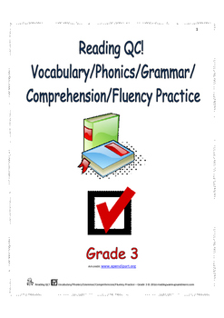 Preview of Reading QC! Vocabulary/Phonics/Grammar/Comprehension/Fluency Practice - Grade 3