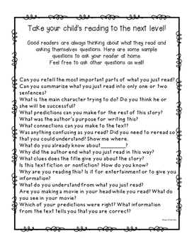 Reading Questions for Parents Hooray! {Great for Open House and ...