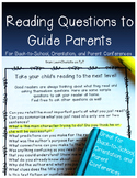 Reading Questions for Parents Hooray! {Great for Open Hous