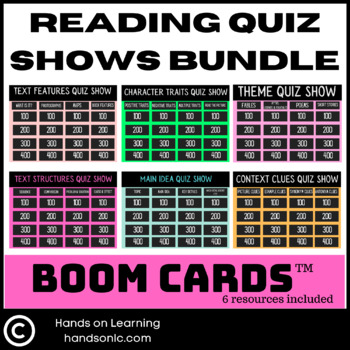 Preview of Reading Quiz Show Boom Cards Bundle