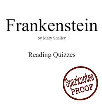 Preview of Reading Quizzes for ALL CHAPTERS of Mary Shelley's FRANKENSTEIN (Google Docs)