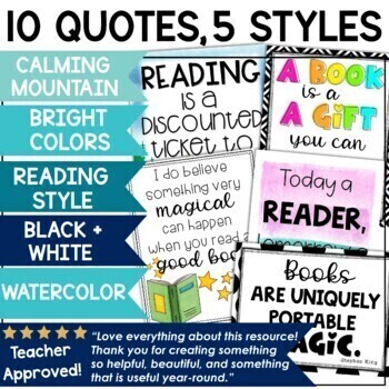 Reading Quotes Bulletin Board Posters | Classroom Library Decor Back to ...