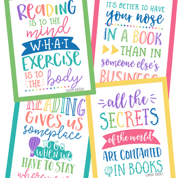 Reading Quotes Posters in Happy Brights | TpT