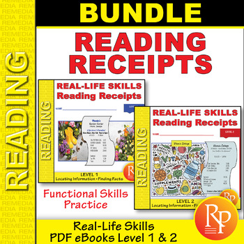 Preview of Reading Receipts: Functional Life Skills - 2 Levels - Comprehension Activities