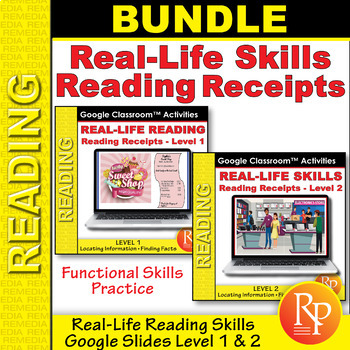 Preview of Reading Receipts Digital Resource - Functional Life Skills for Special Education