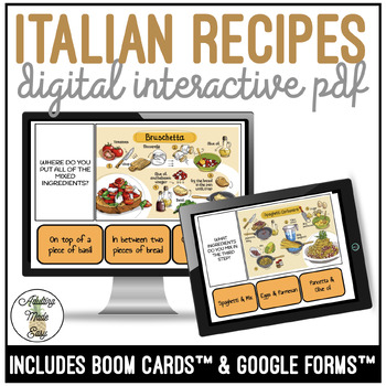 Preview of Reading Italian Recipes Digital Interactive Activity