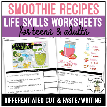 Preview of Reading Smoothie Recipes Worksheets