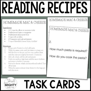 Preview of Reading A Recipe Task Cards Functional Reading