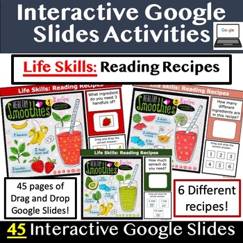 Preview of Reading Recipes_Life Skills _Google Slides Digital drag and drop 